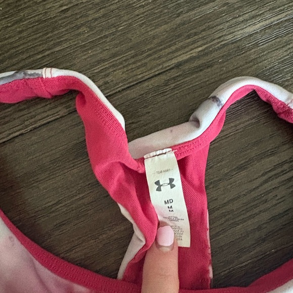 Under Armour Pink and White Marble Sports Bra - Picture 2 of 4